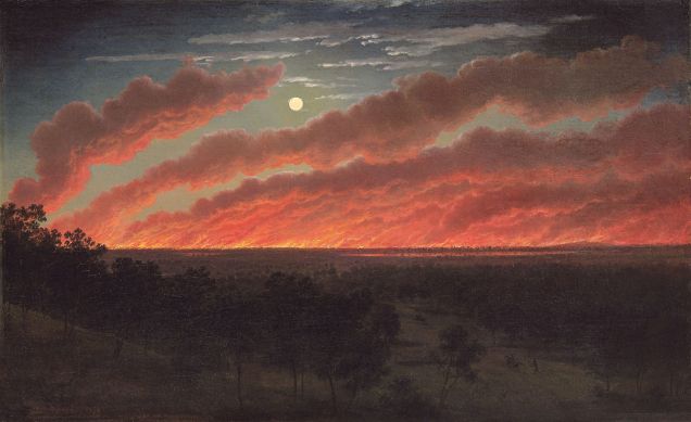 von Guerard's stunning depiction of an 1857 bushfire near Timboon, Victoria.